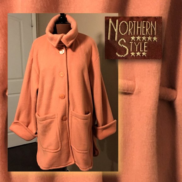 NORTHERN STYLE Oversized Peach Fleece Jacket - Picture 1 of 12